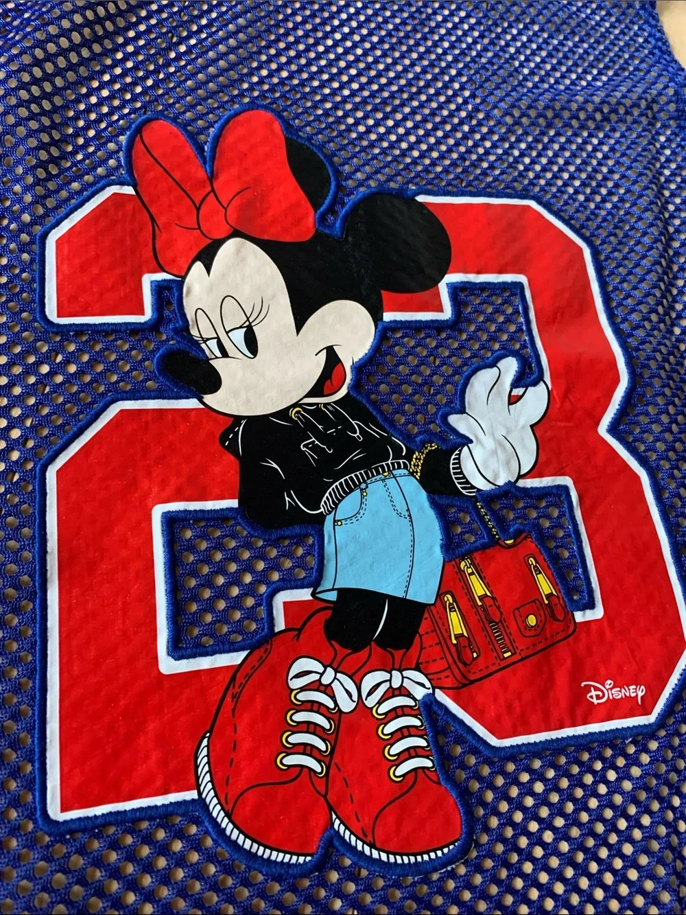 Moschino H&M Disney Blue Mesh Scarf with Mickey & Minnie Graphics